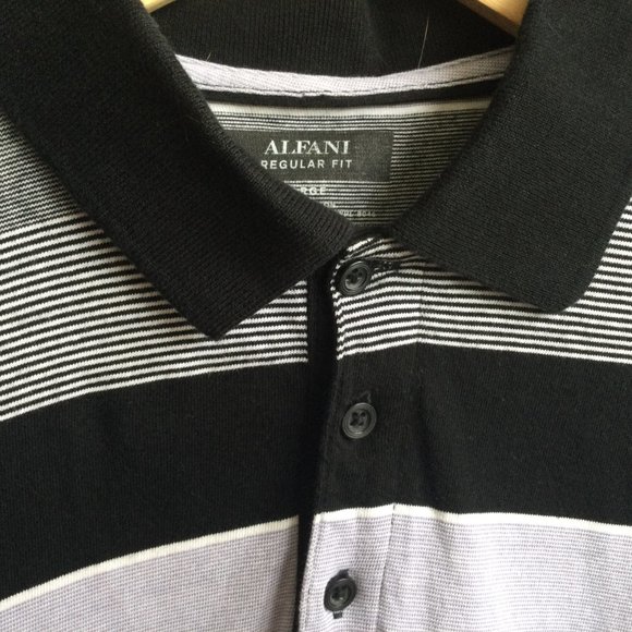 Alfani Golf Shirt Striped Large Stylish Polo 100% Cotton - Picture 2 of 7